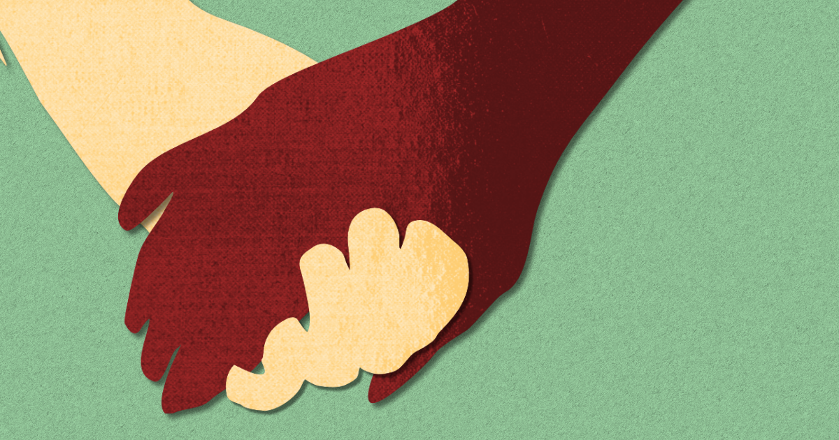 An illustration of linked hands