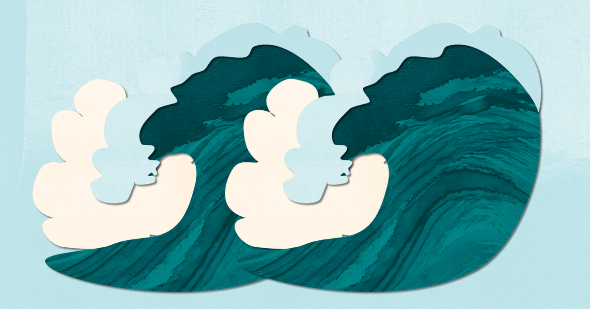 An illustration of blue waves