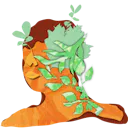 An illustration of a head with leaves